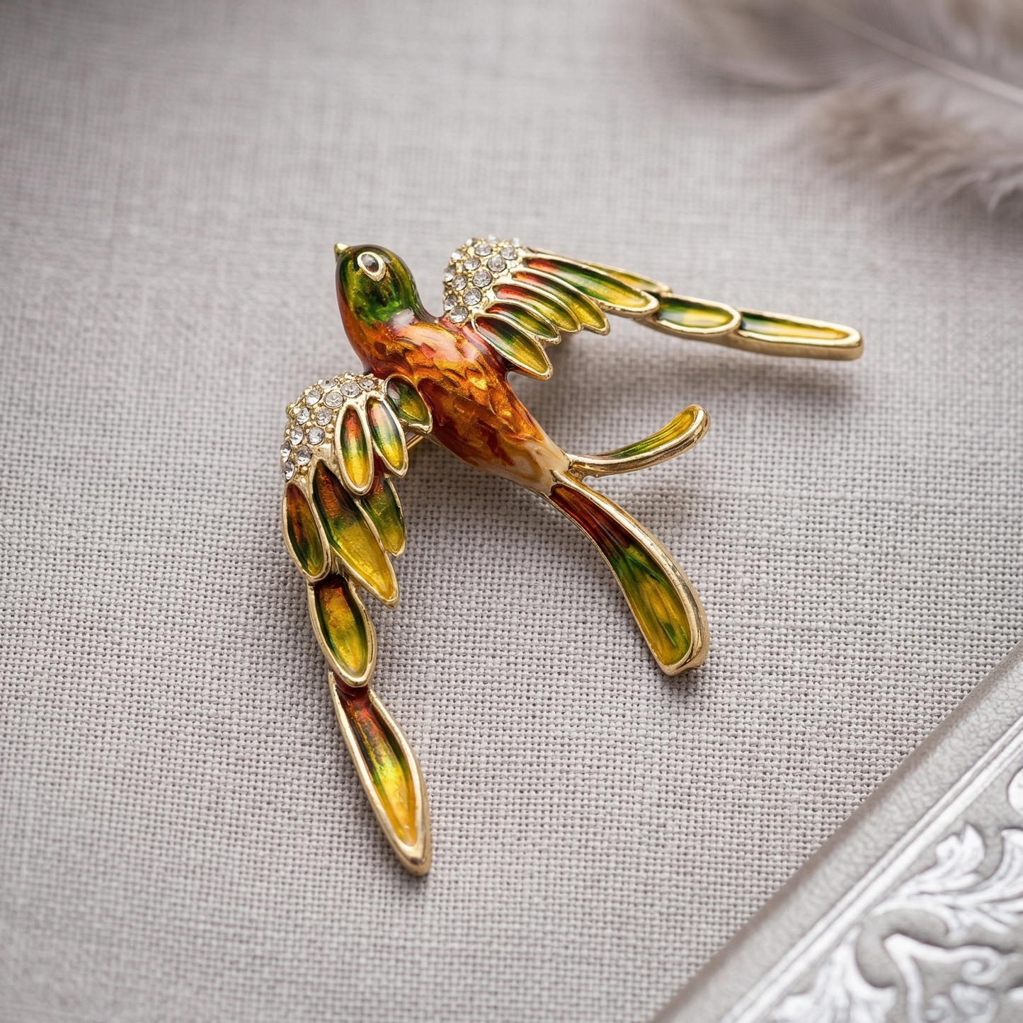Emerald Flamebird Brooch
