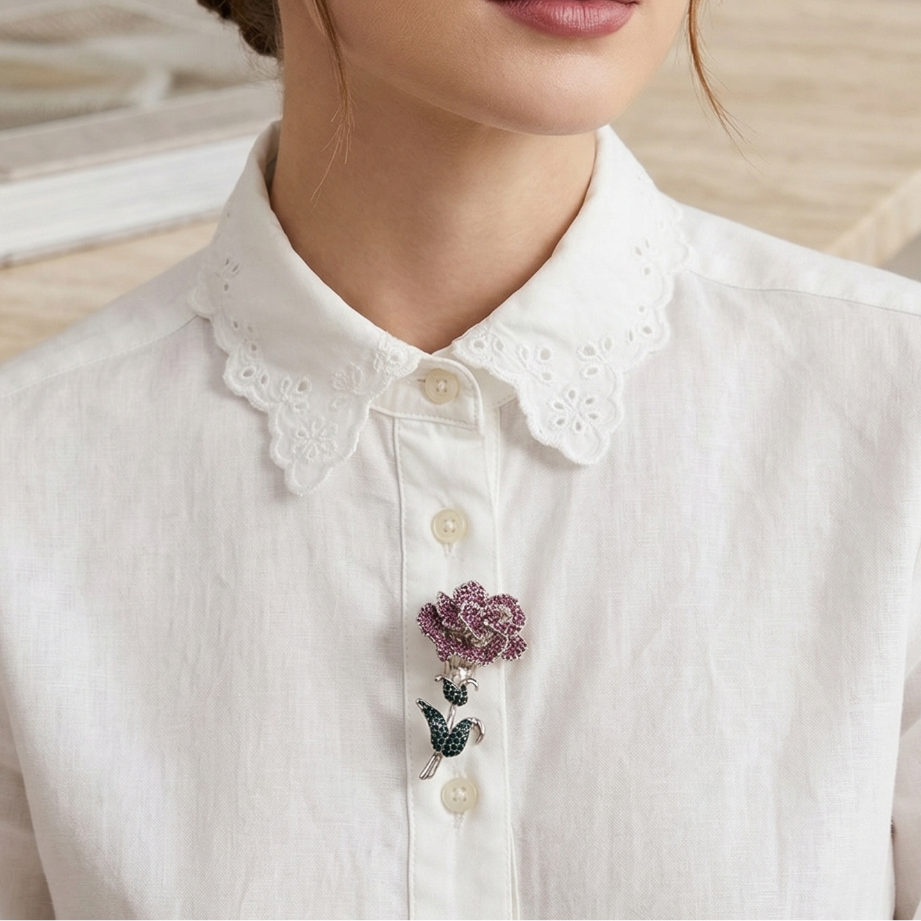 Floral Crystal Brooch