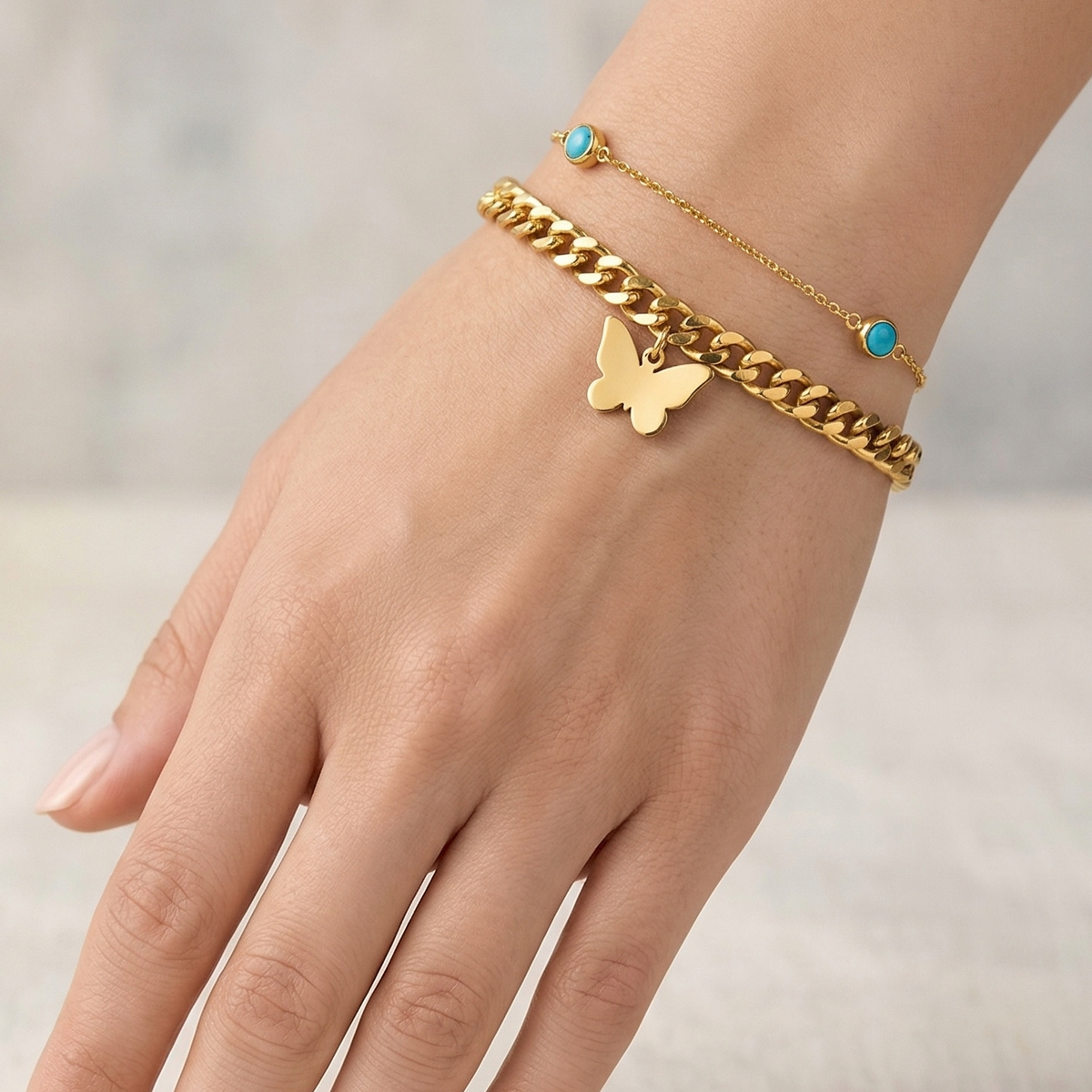 Butterfly Charm Layered Bracelet