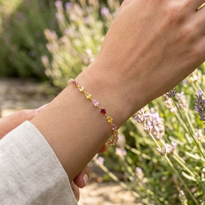 Multi-Gemstone Tennis Bracelet