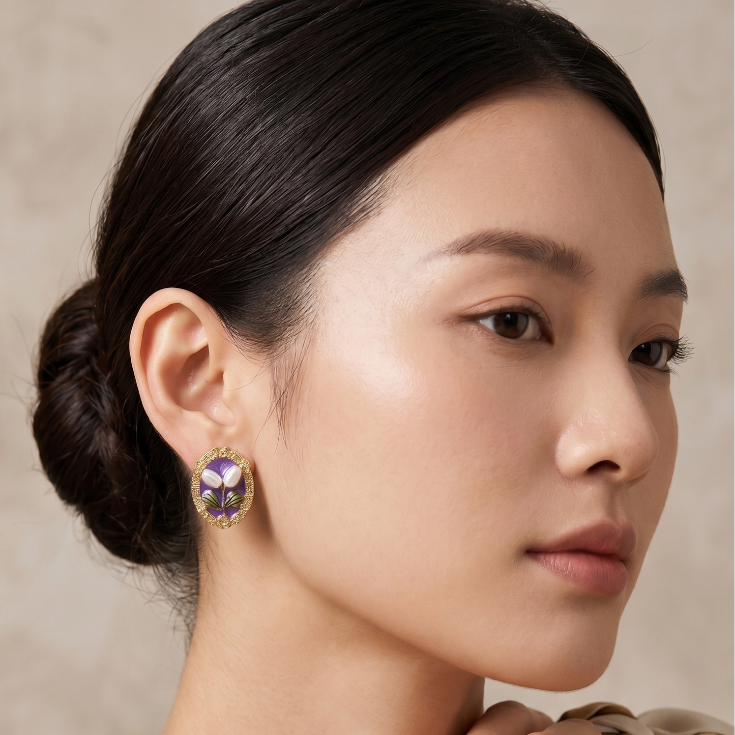 Lavender Pearl Bloom Studs