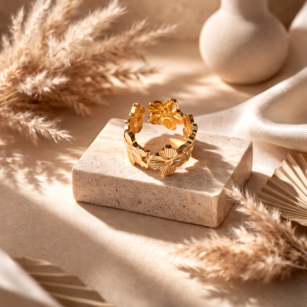 Golden Bloom Statement Ring
