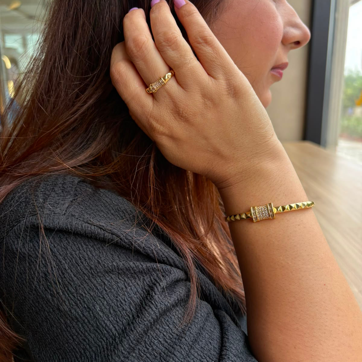 Luxe Pyramid Bracelet & Ring Set