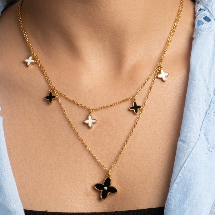 Midnight Butterfly Layered Neckchain