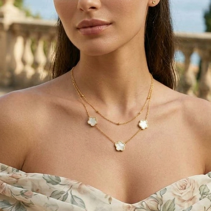 Clover Pearl Layered Neckchain