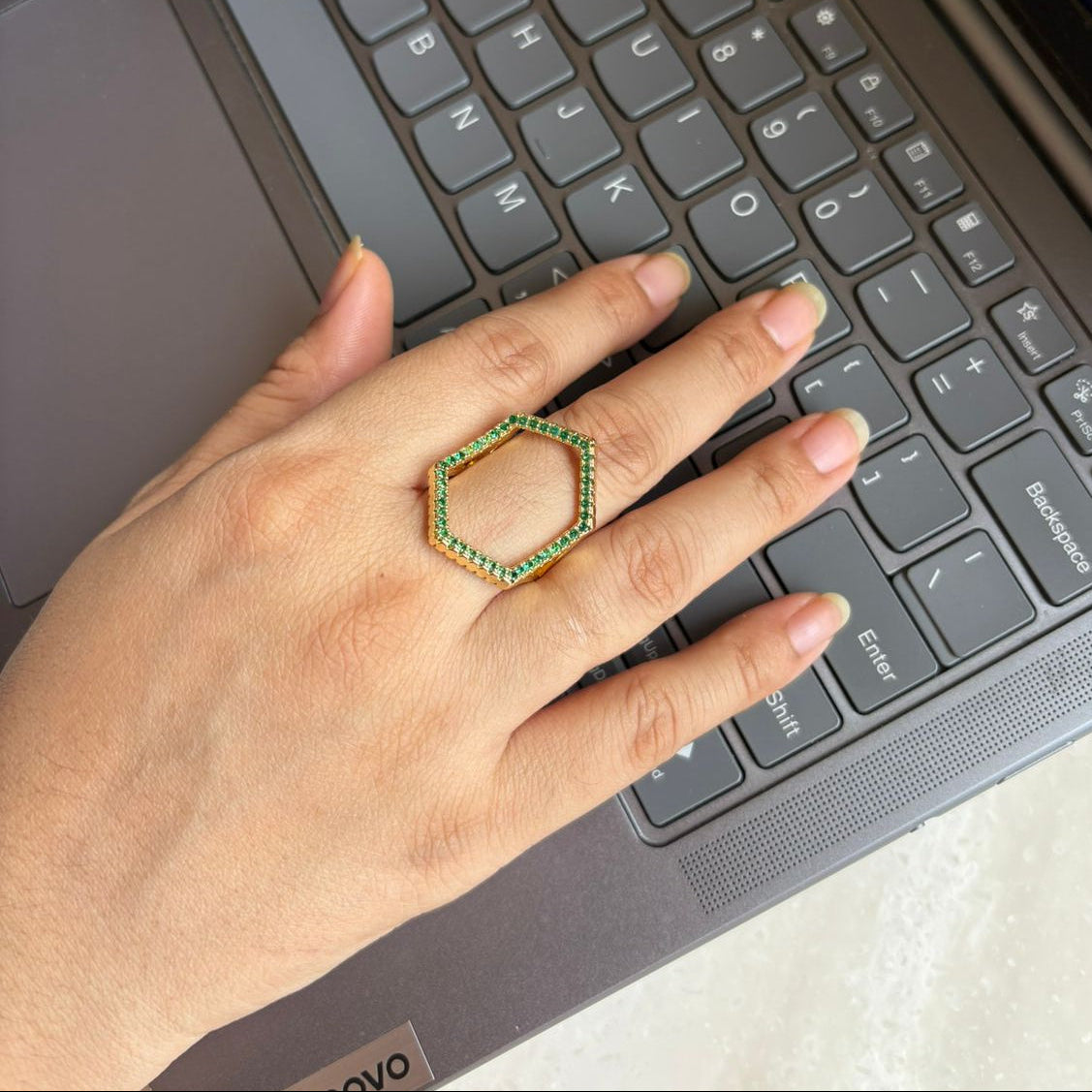 Trinity Hexa Sparkle Ring