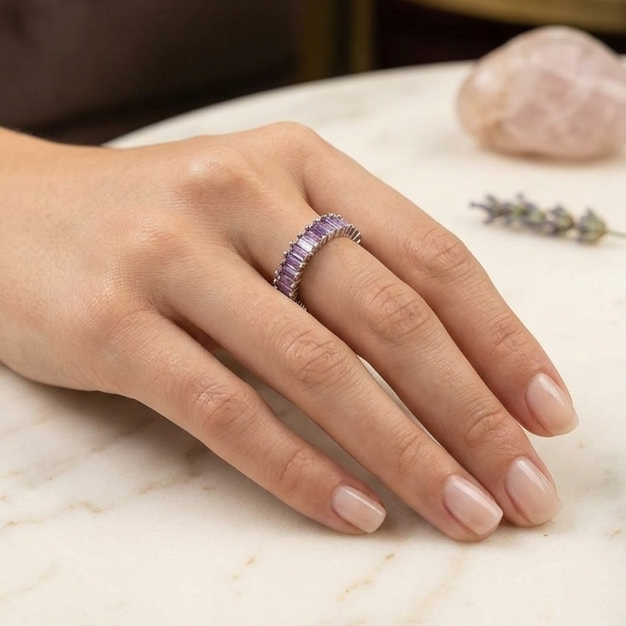 Amethyst Radiance Adjustable Ring
