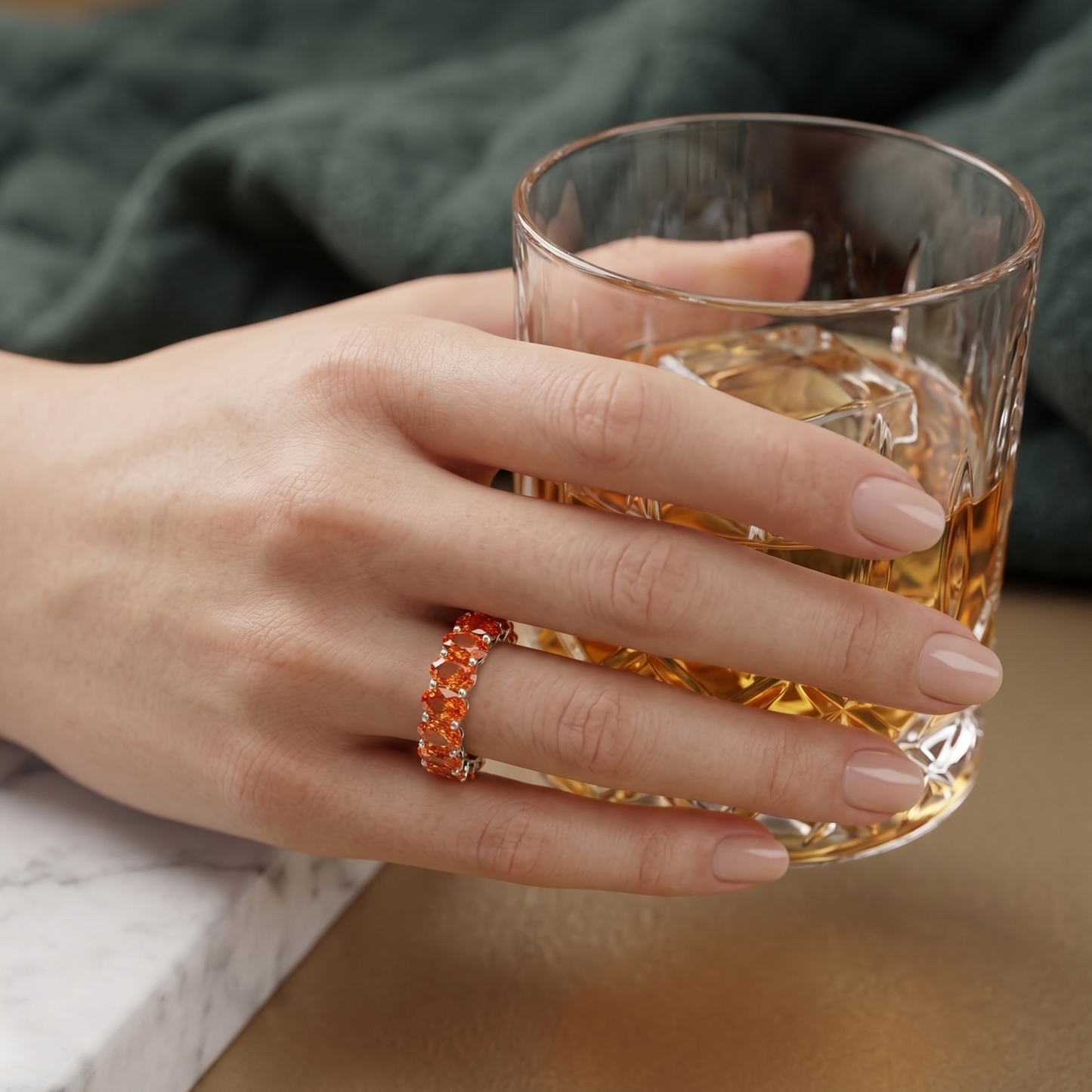 Amber Glow Eternity Ring