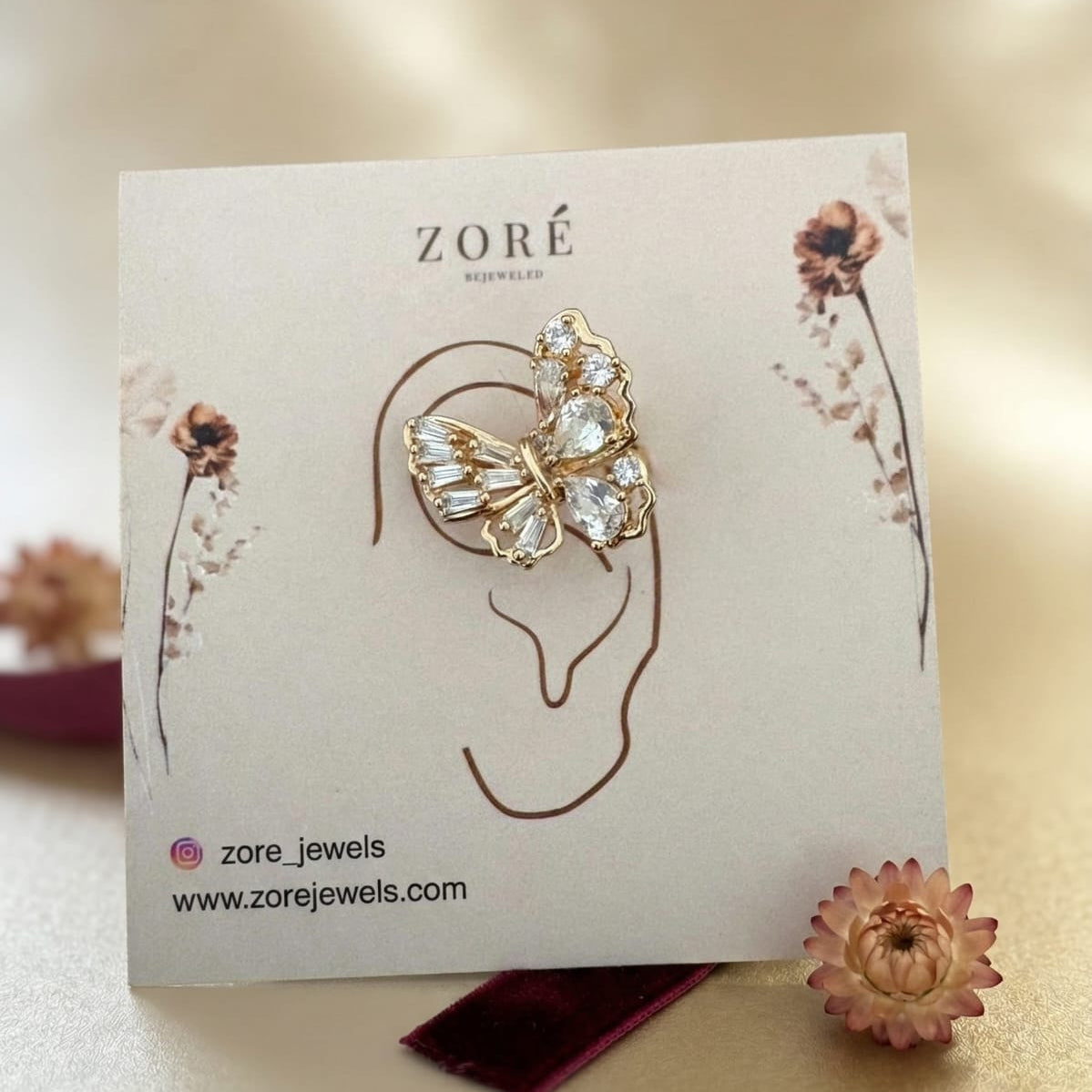 Crystal Butterfly Ear Cuff