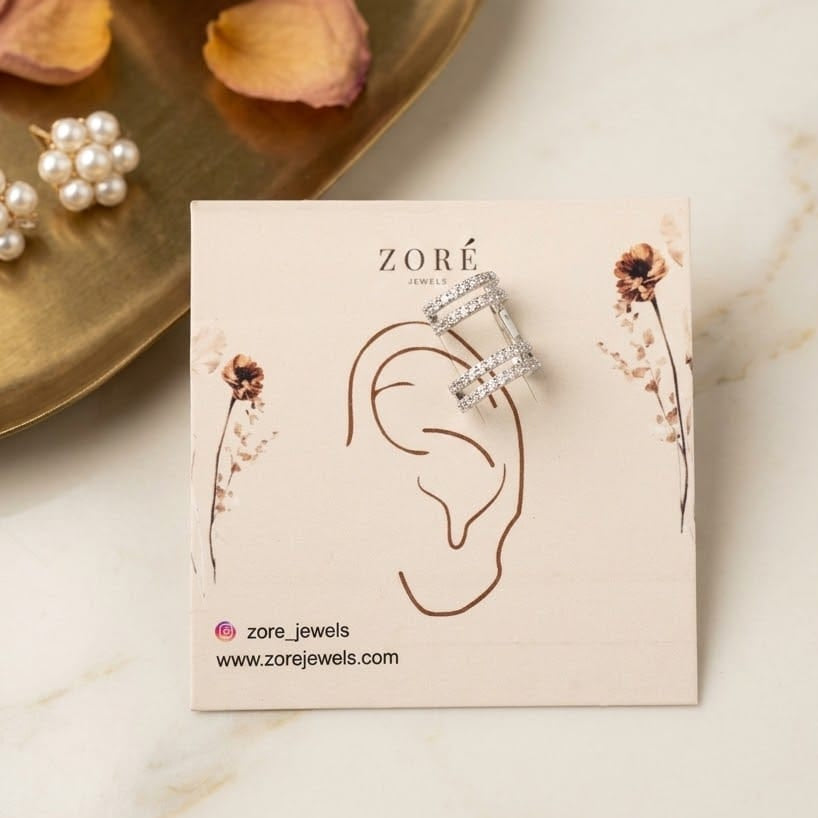 Double Crystal Band Ear Cuff