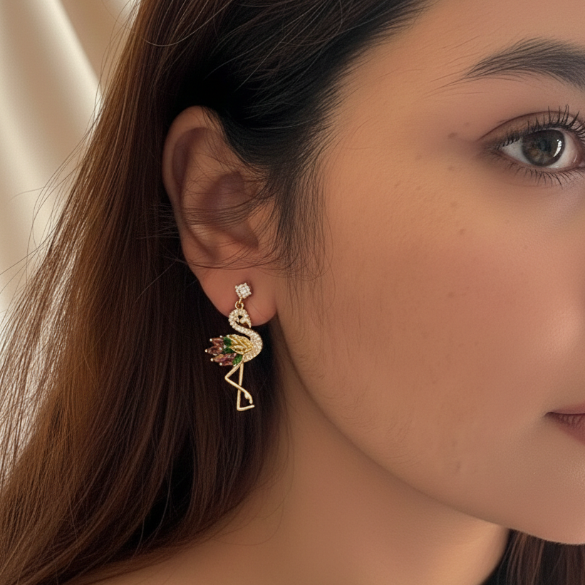 Golden Flamingo Statement Drops