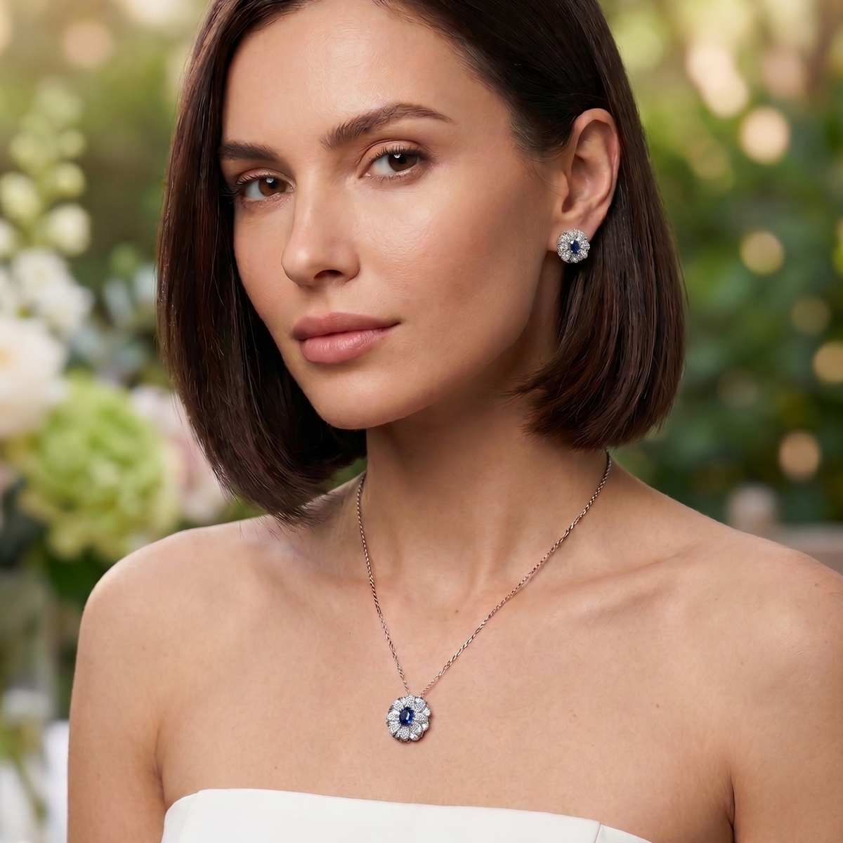 Sapphire Bloom Jewellery Set