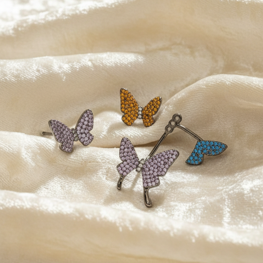 Butterfly Spark Asymmetrical Earrings
