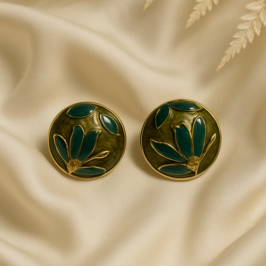 Verdant Bloom Enamel Studs