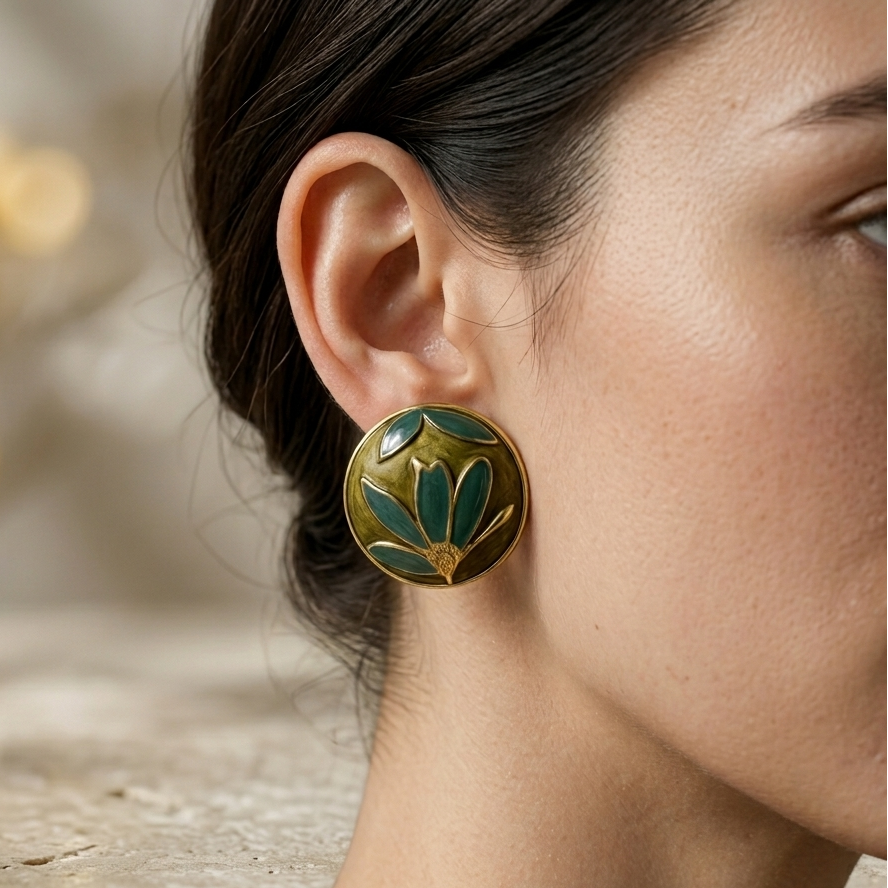 Verdant Bloom Enamel Studs