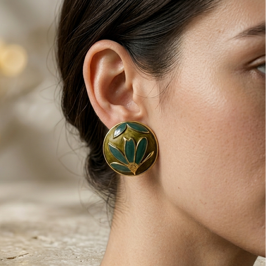 Verdant Bloom Enamel Studs