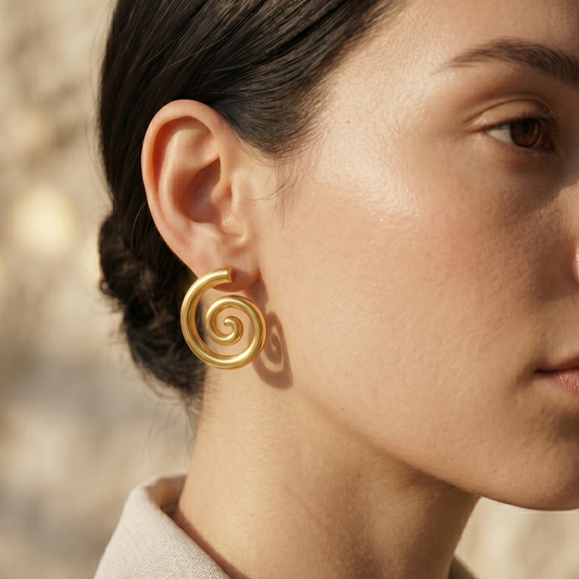 Gold-toned Spiral Studs