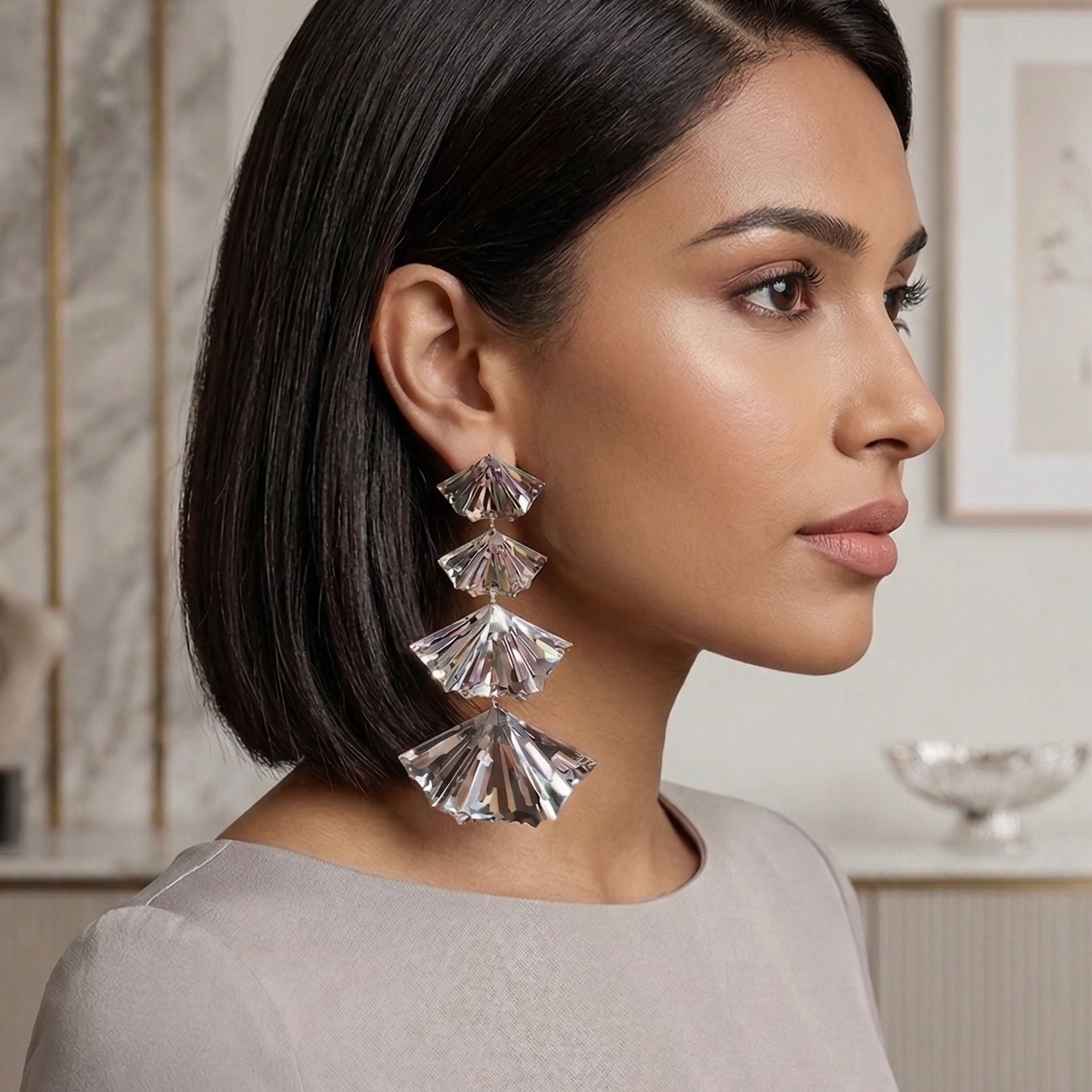 Cascade Fan Statement Earrings