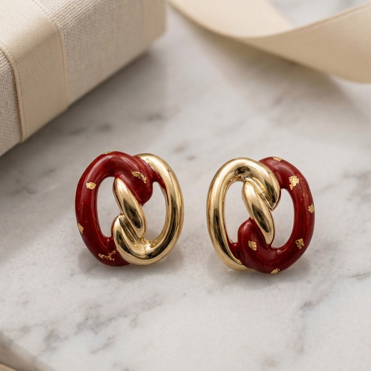 Crimson Link Statement Earrings