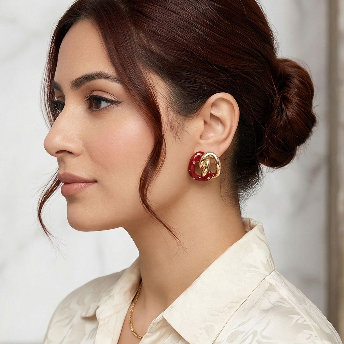 Crimson Link Statement Earrings