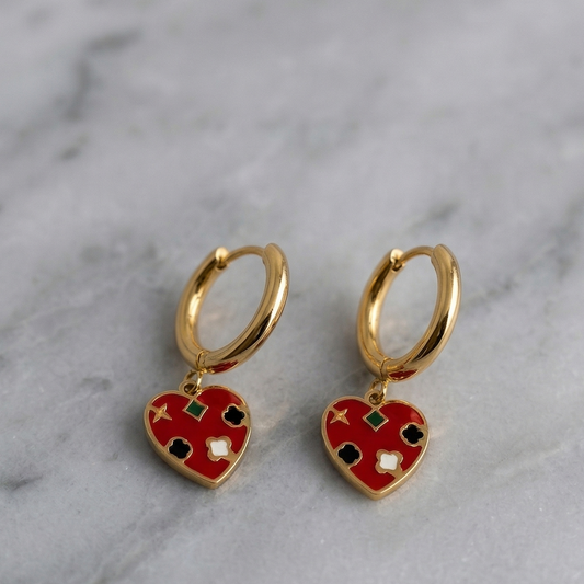 Crimson Charm Hoops