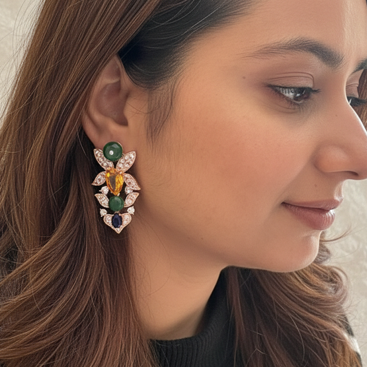 Amber Petal Festive Drop Earrings