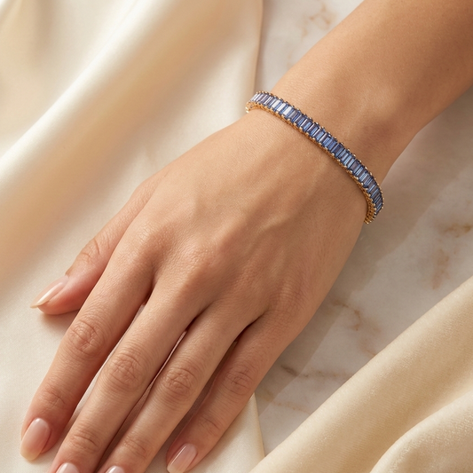 Sapphire Blue Baguette Tennis Bracelet