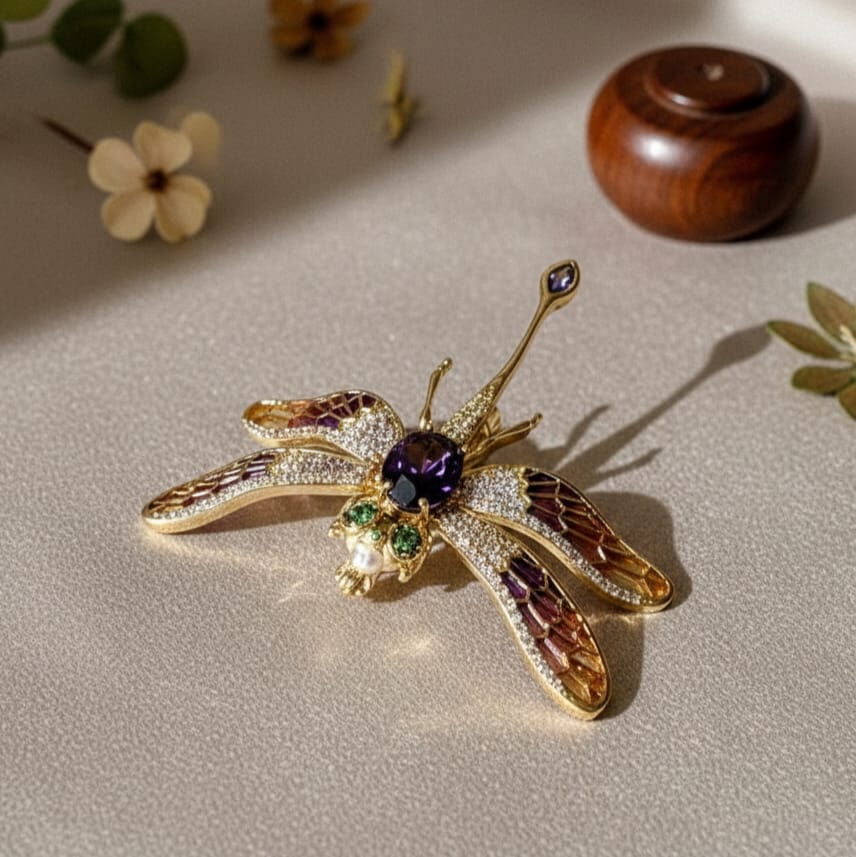 Amethyst Dragonfly Brooch