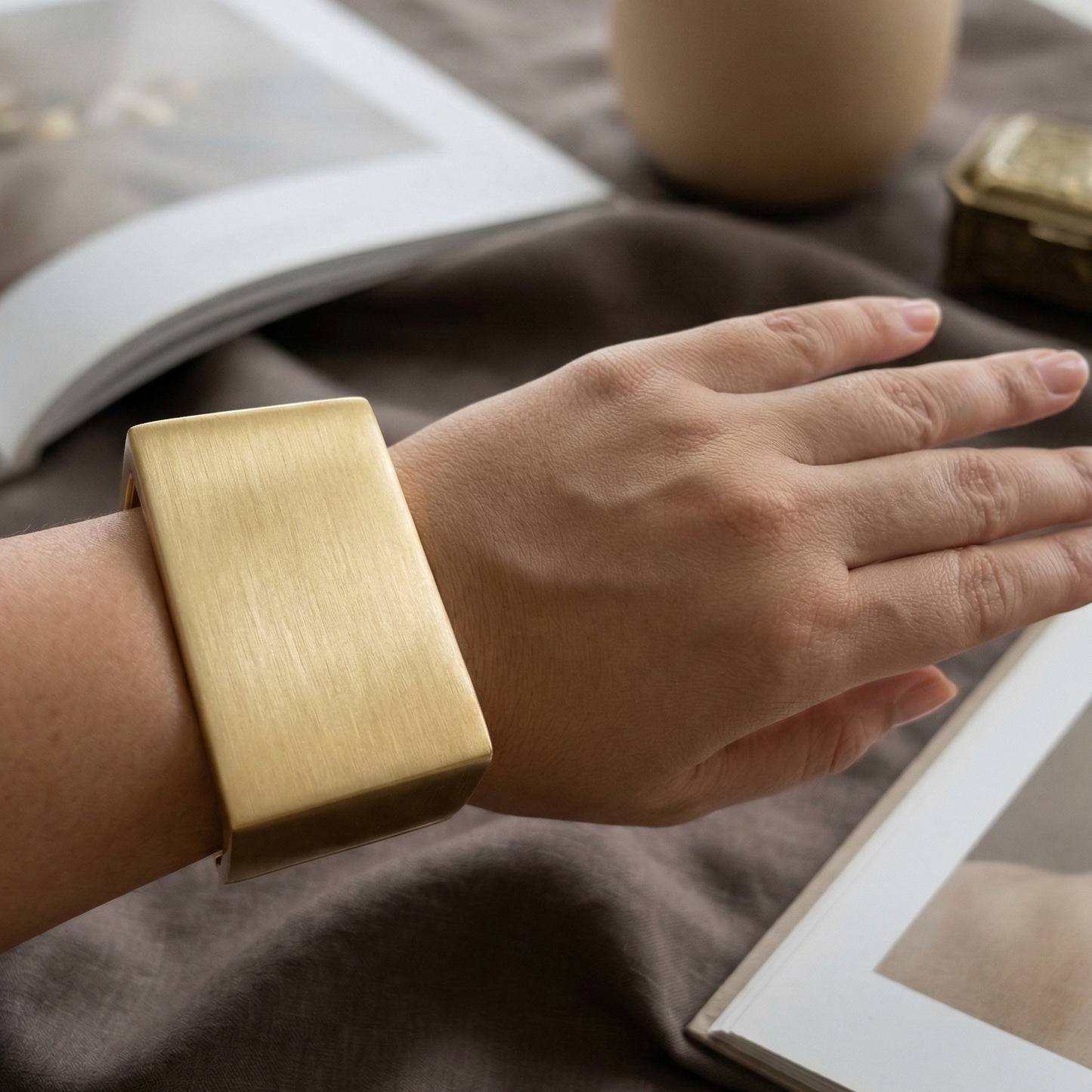 Sculpted Edge Gold Hand Cuff