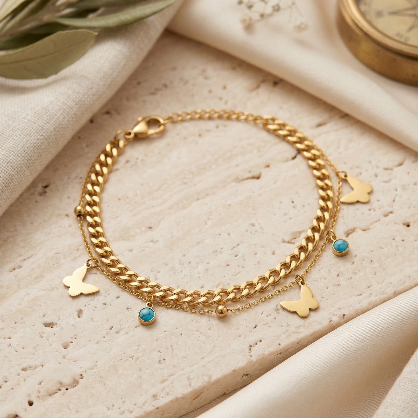 Butterfly Charm Layered Bracelet