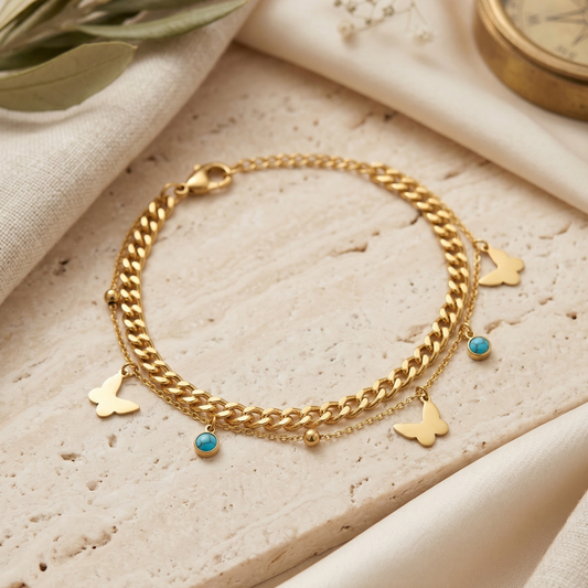 Butterfly Charm Layered Bracelet
