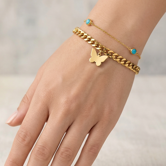 Butterfly Charm Layered Bracelet