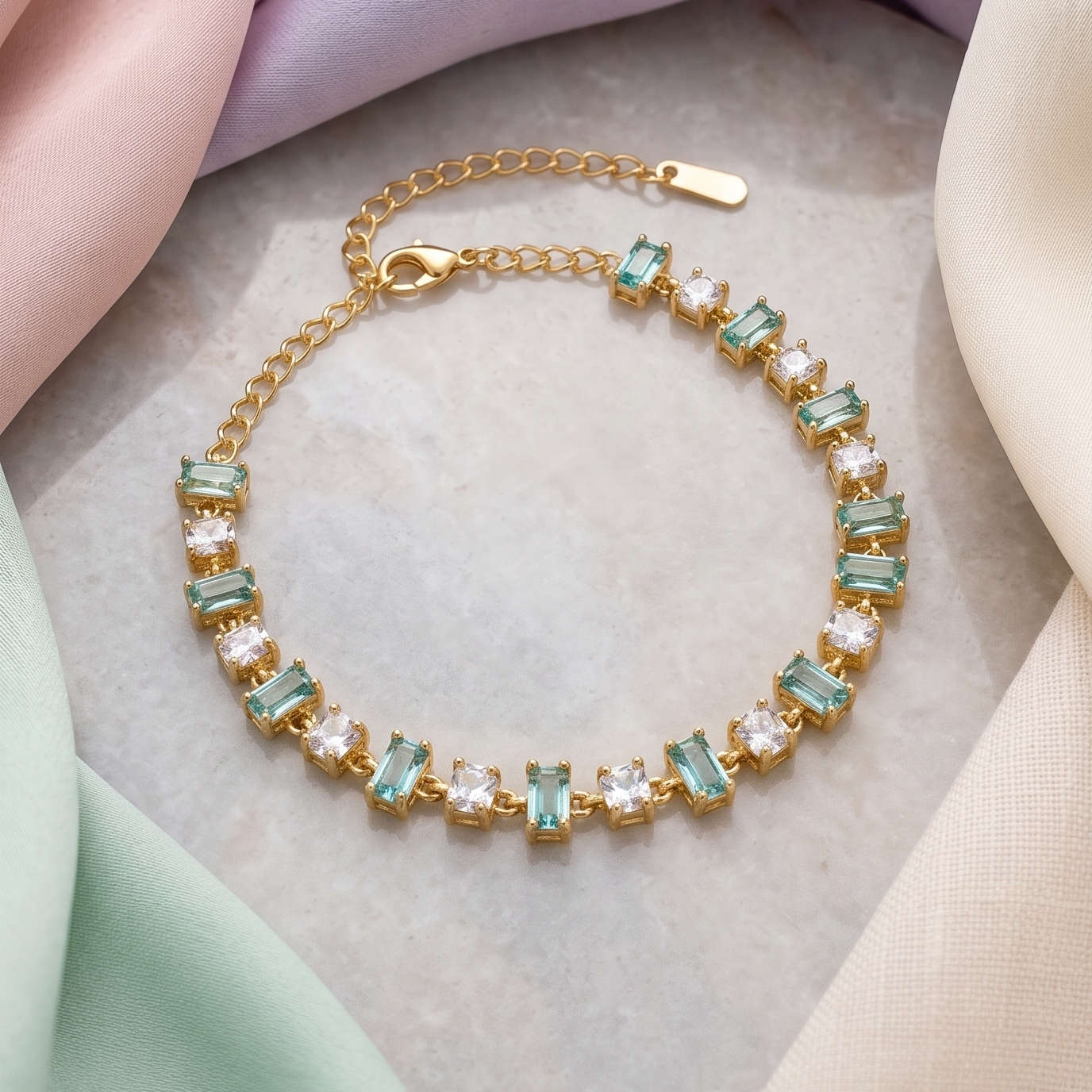Aqua Gleam Tennis Bracelet
