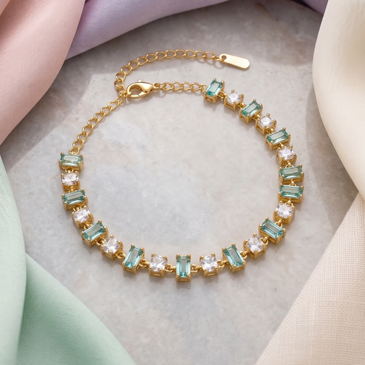 Aqua Gleam Tennis Bracelet