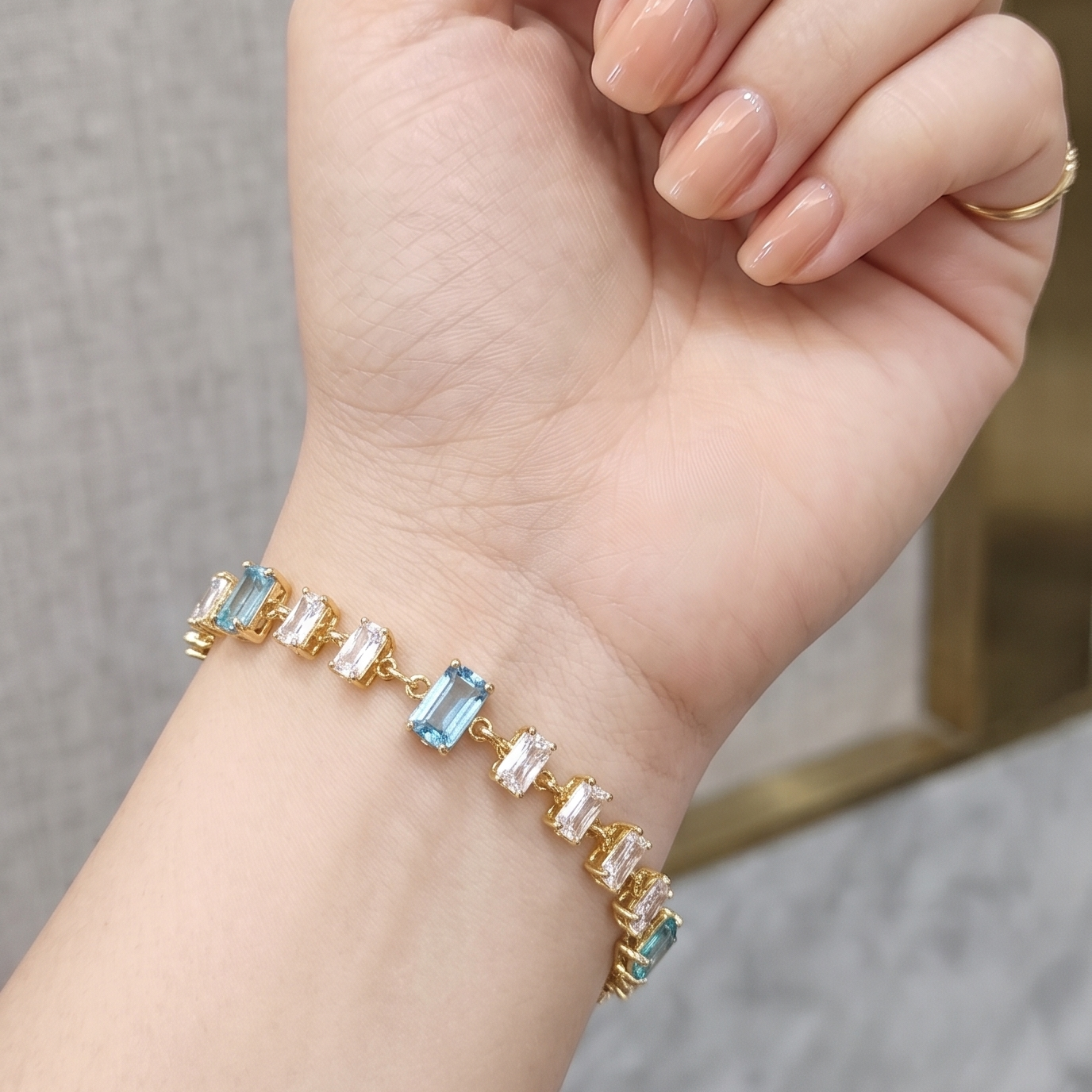 Aqua Gleam Tennis Bracelet