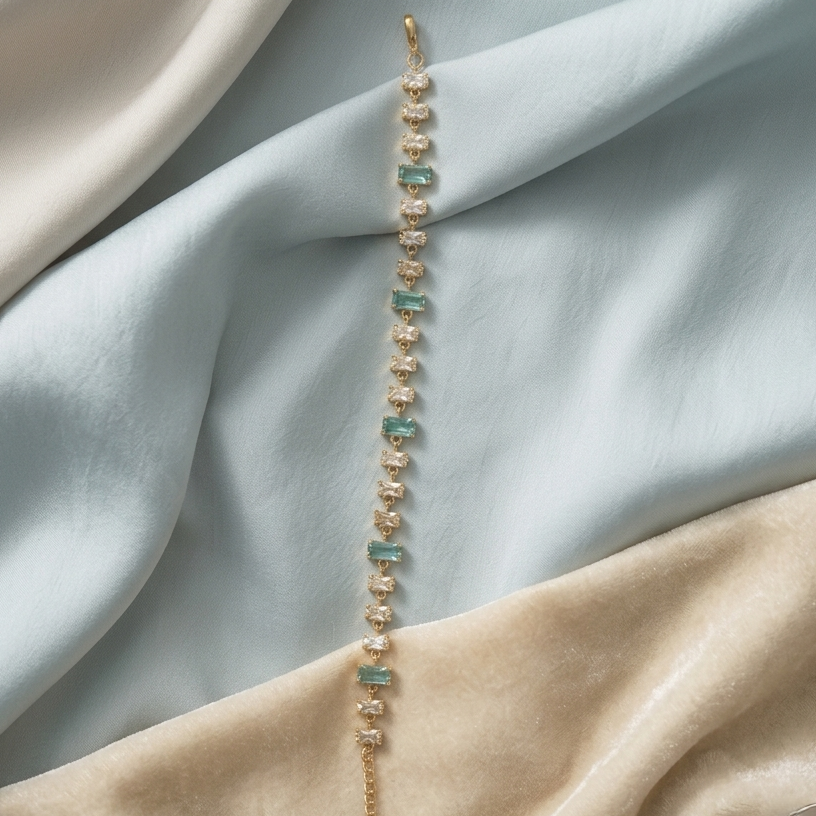 Aqua Gleam Tennis Bracelet