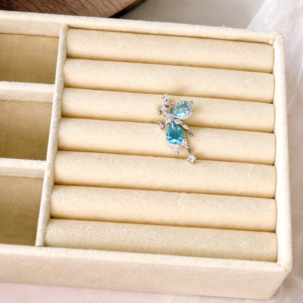 Aurora Blue Butterfly Ear Cuff
