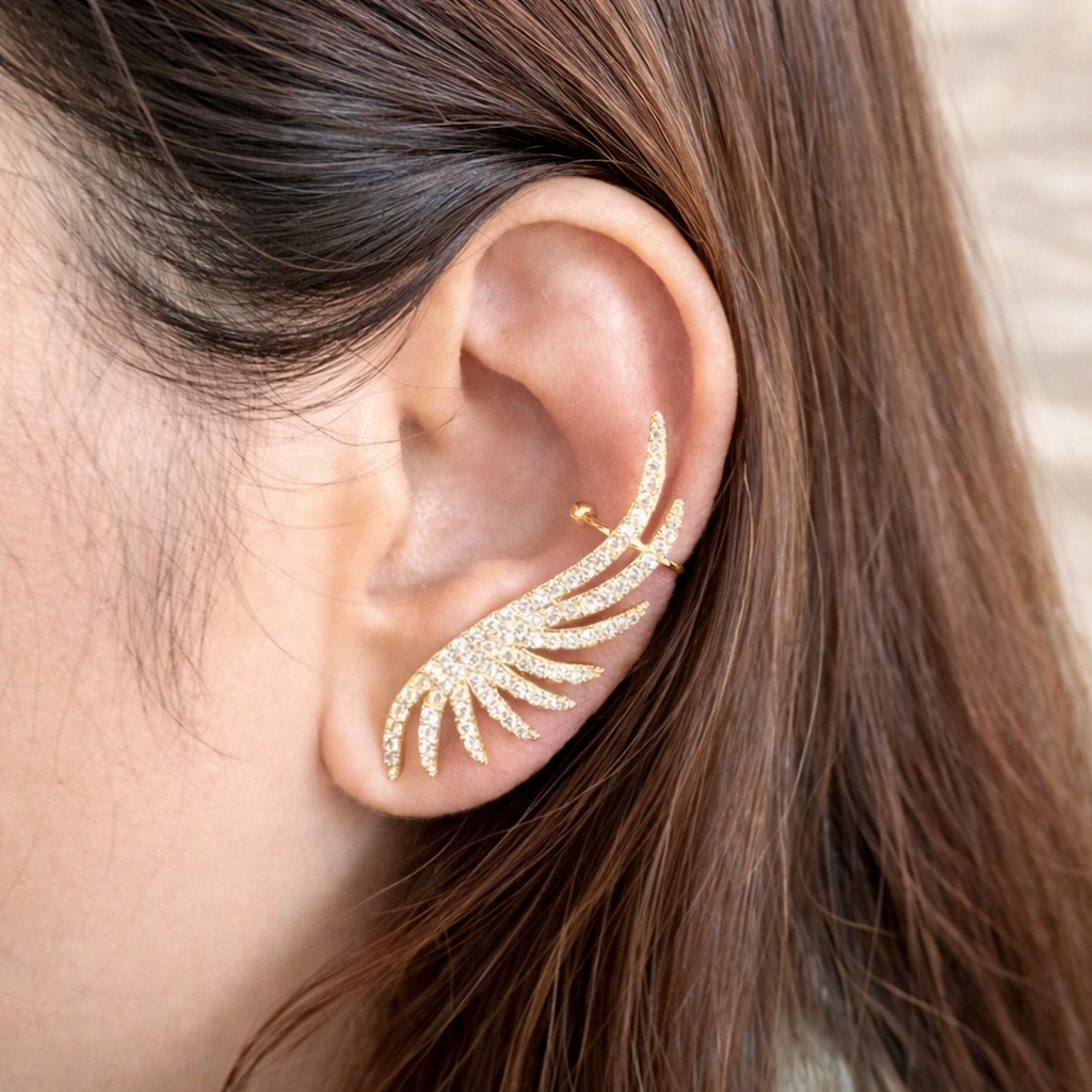 Rhinestone Winged Ear Cuff