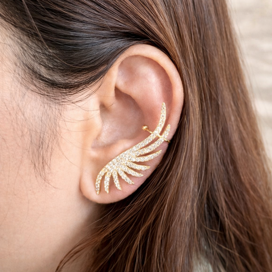 Rhinestone Winged Ear Cuff