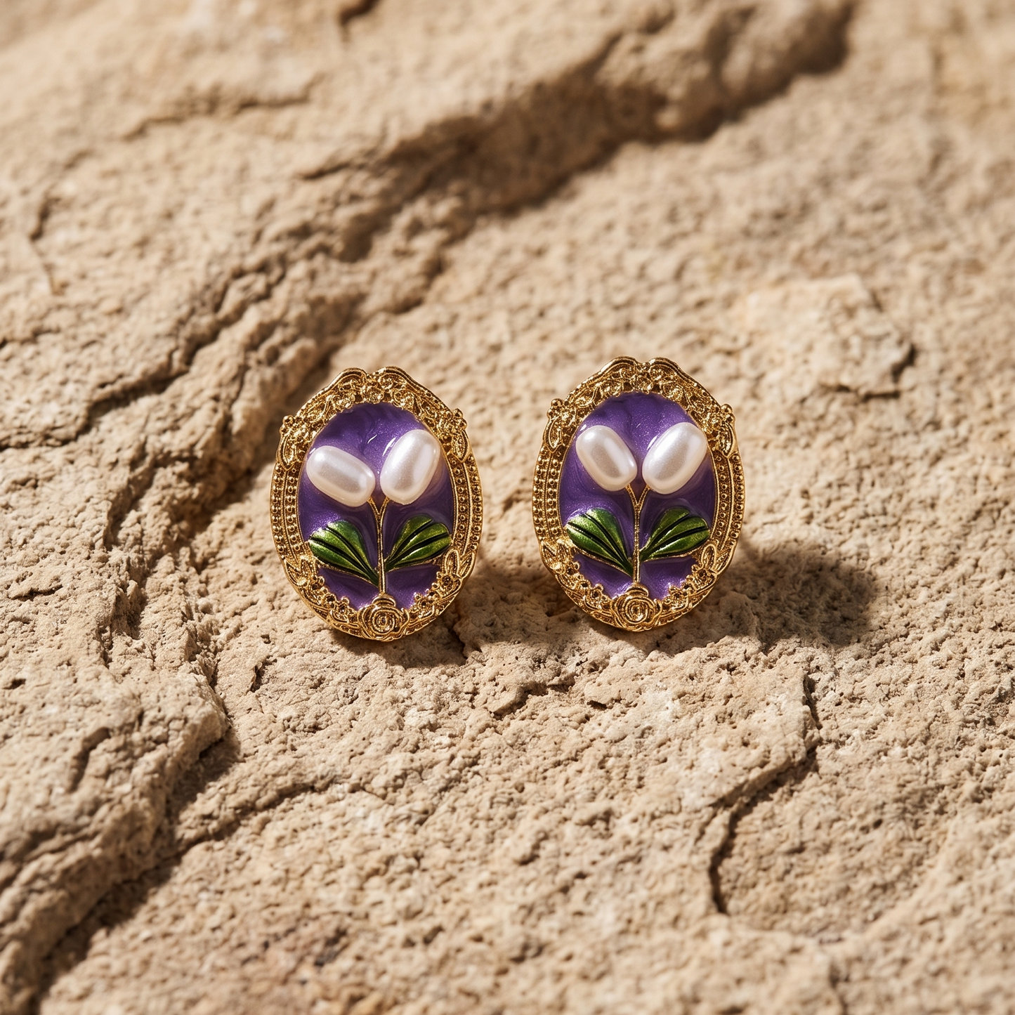 Lavender Pearl Bloom Studs