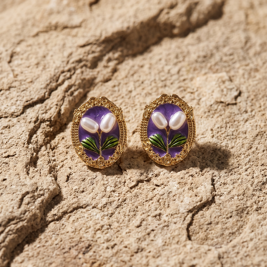 Lavender Pearl Bloom Studs