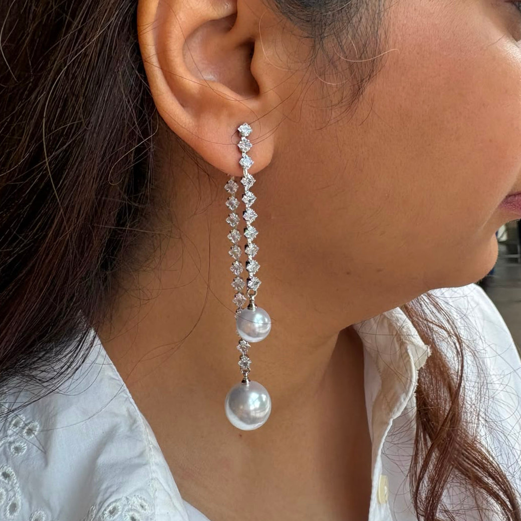 Silver Diamond Double Drops