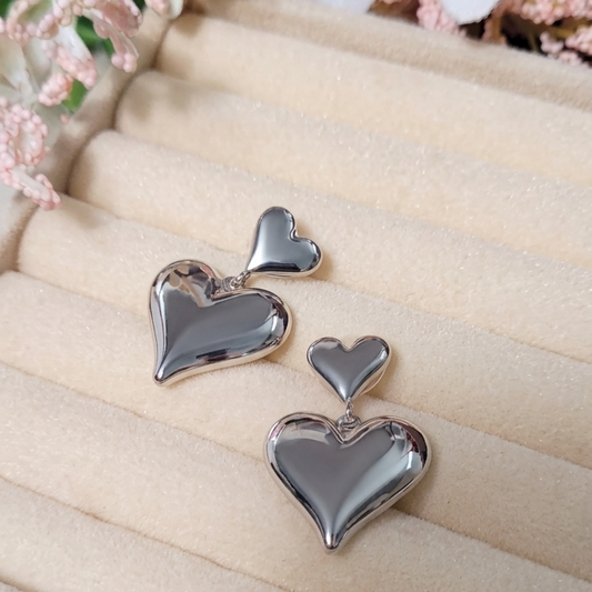 Amora Double Heart Drop Earrings