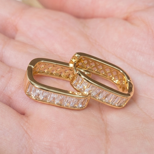Gold Baguette Huggie Hoops