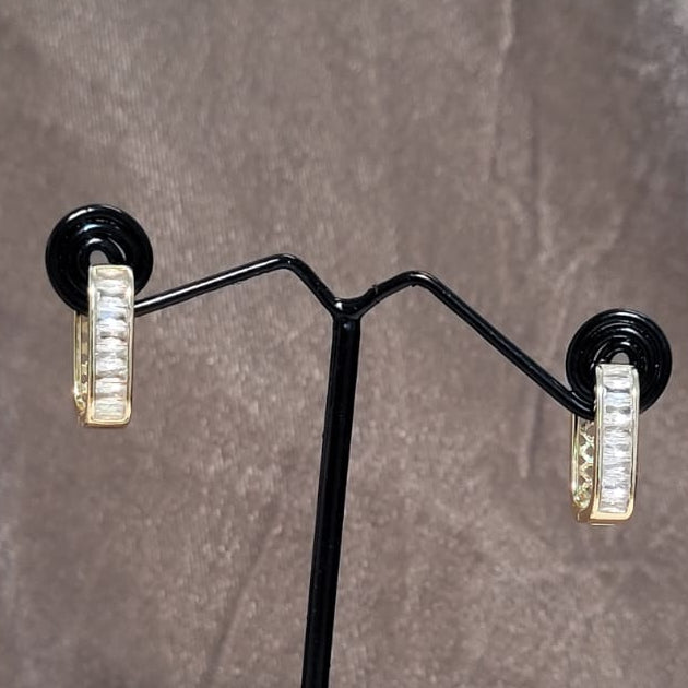 Gold Baguette Huggie Hoops