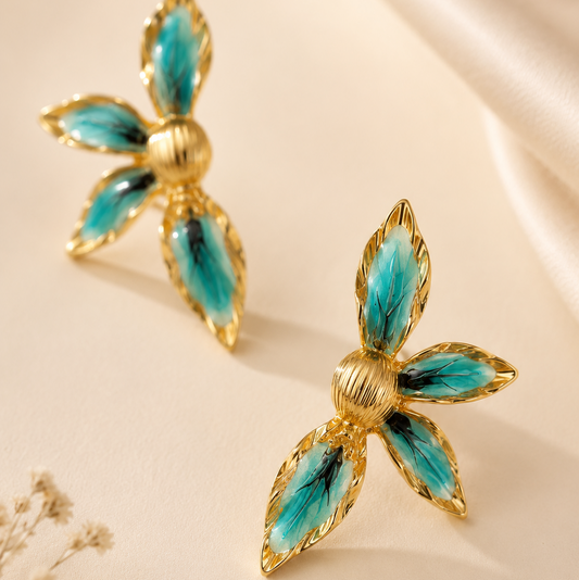 Aqua Petal Earrings