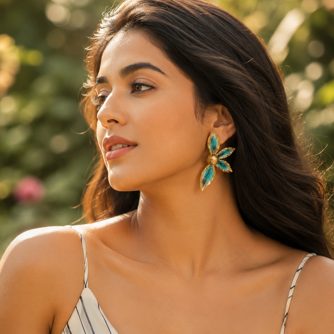 Aqua Petal Earrings