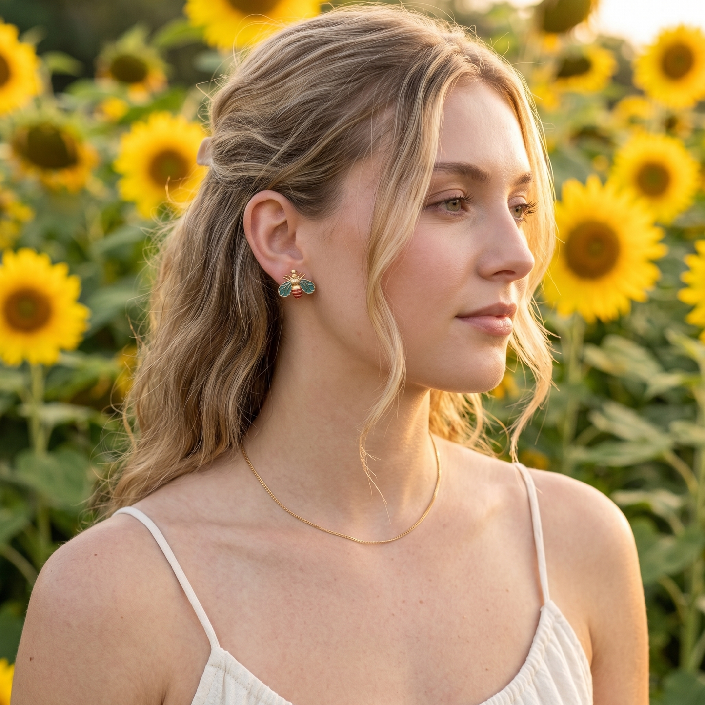 Blue Honey Bee Earrings