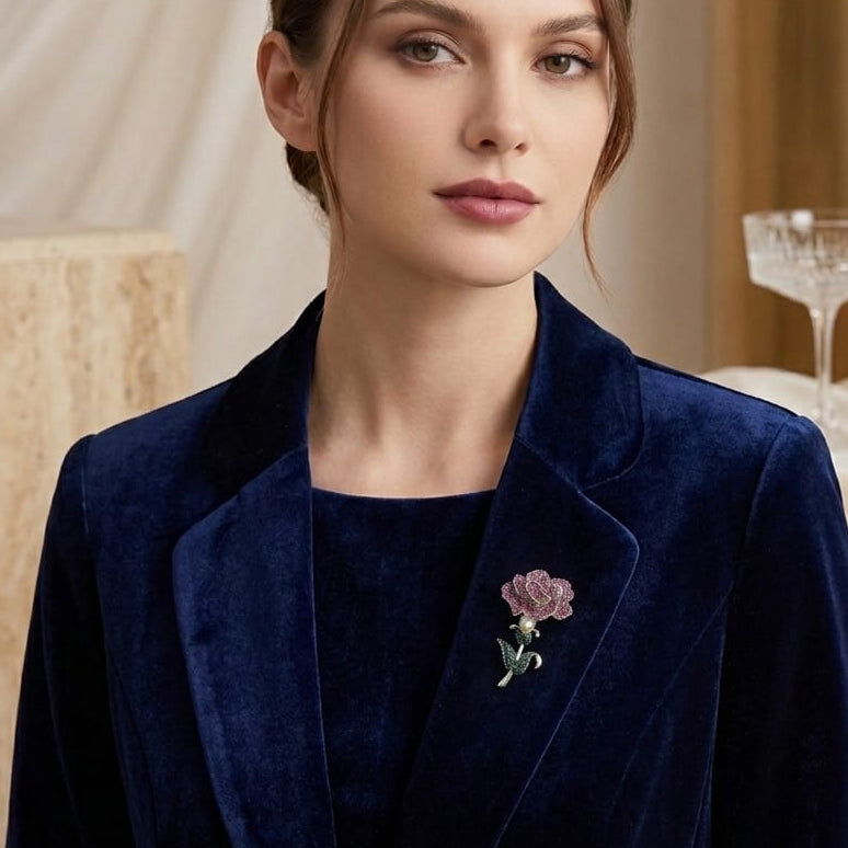 Floral Crystal Brooch