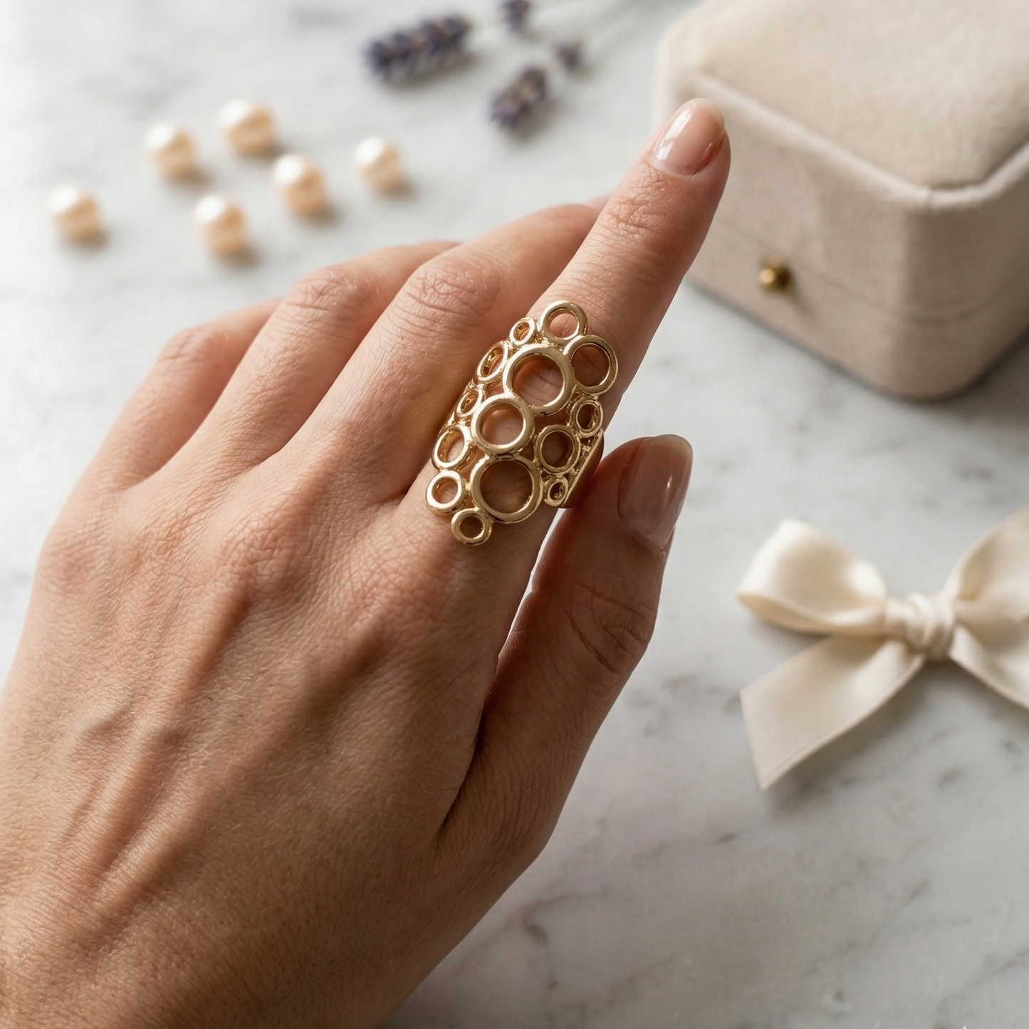 Golden Honeycomb Ring